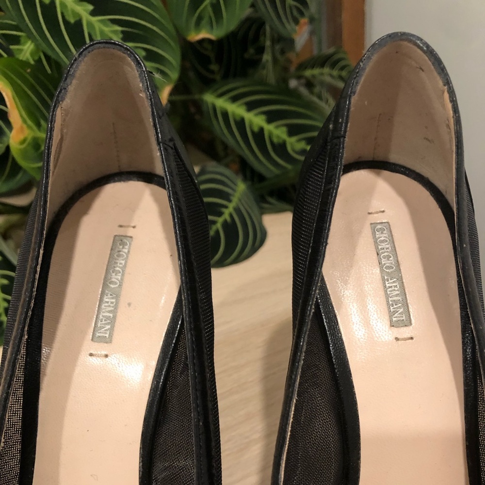 🖤 Giorgio Armani Black Leather & Mesh Stilettos | Made in Italy | Size 36.5 - Picture 5 of 8